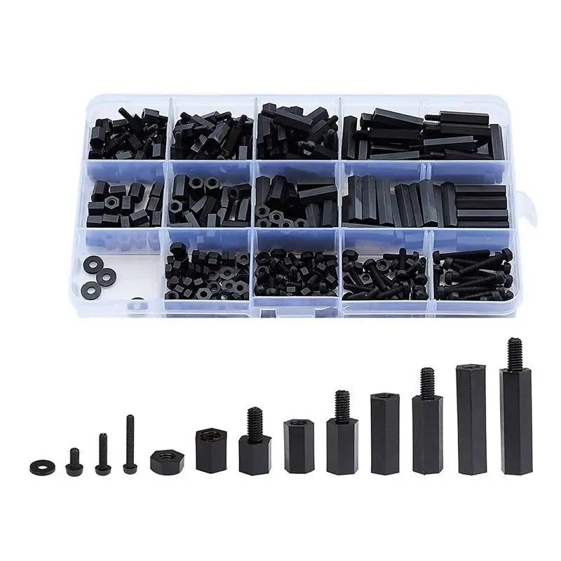 PZHI-320Pcs M2 Male Female Hex Nylon Spacer Standoff Screw Threaded Pillar PCB Motherboard Standoff Durable Easy Install Easy To