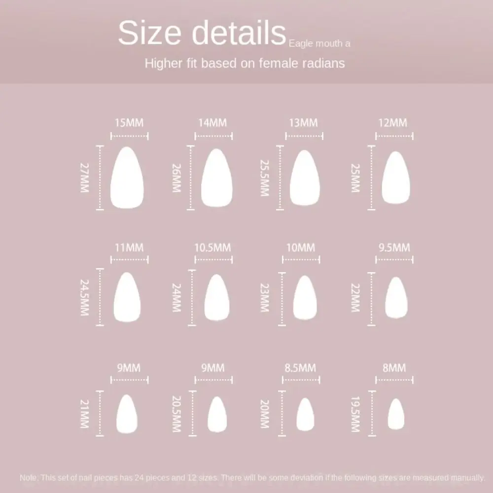 24 Stück Maniküre DIY Press on Nails Fake Nials French Long Almond Glitter Falsche Nägel