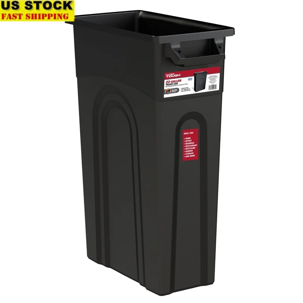 

23-галлонный сверхмощный пластиковый мусорный бак с вентилируемыми сторонами, удобное удаление мешков для использования в помещении и на открытом воздухе с удобным краем