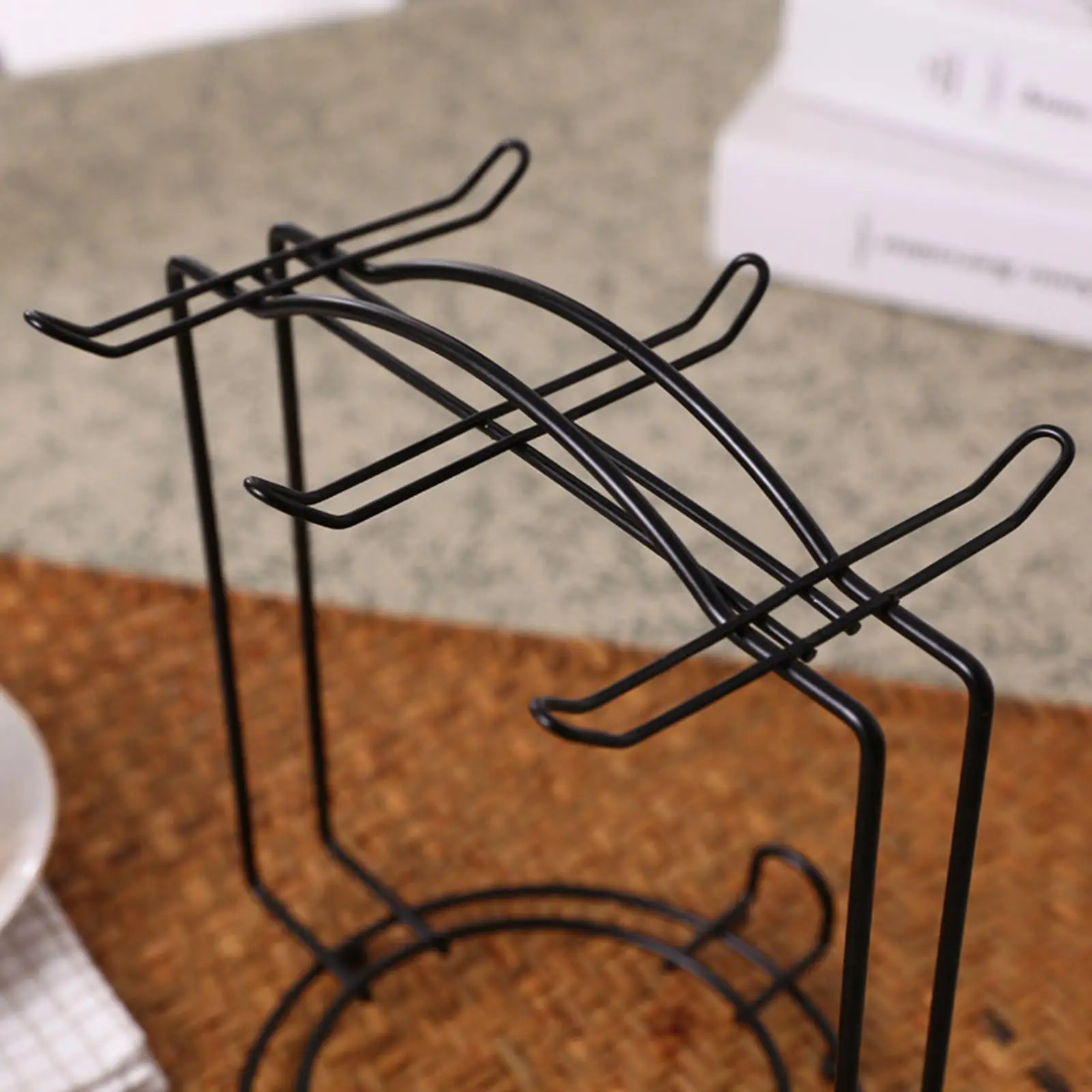 Coffee Cup and Saucer Display Rack Hold 6 Coffee Cups and 6 Plates Save Space Durable Anti-Corrosion Mug Holder for Ornament