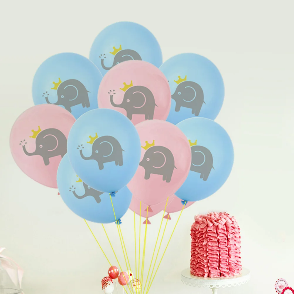 

30Pcs Cartoon Elephant Balloons Set 12 Inch Birthday Baby Shower Party Decoration Supplies Light Blue Pink Colors