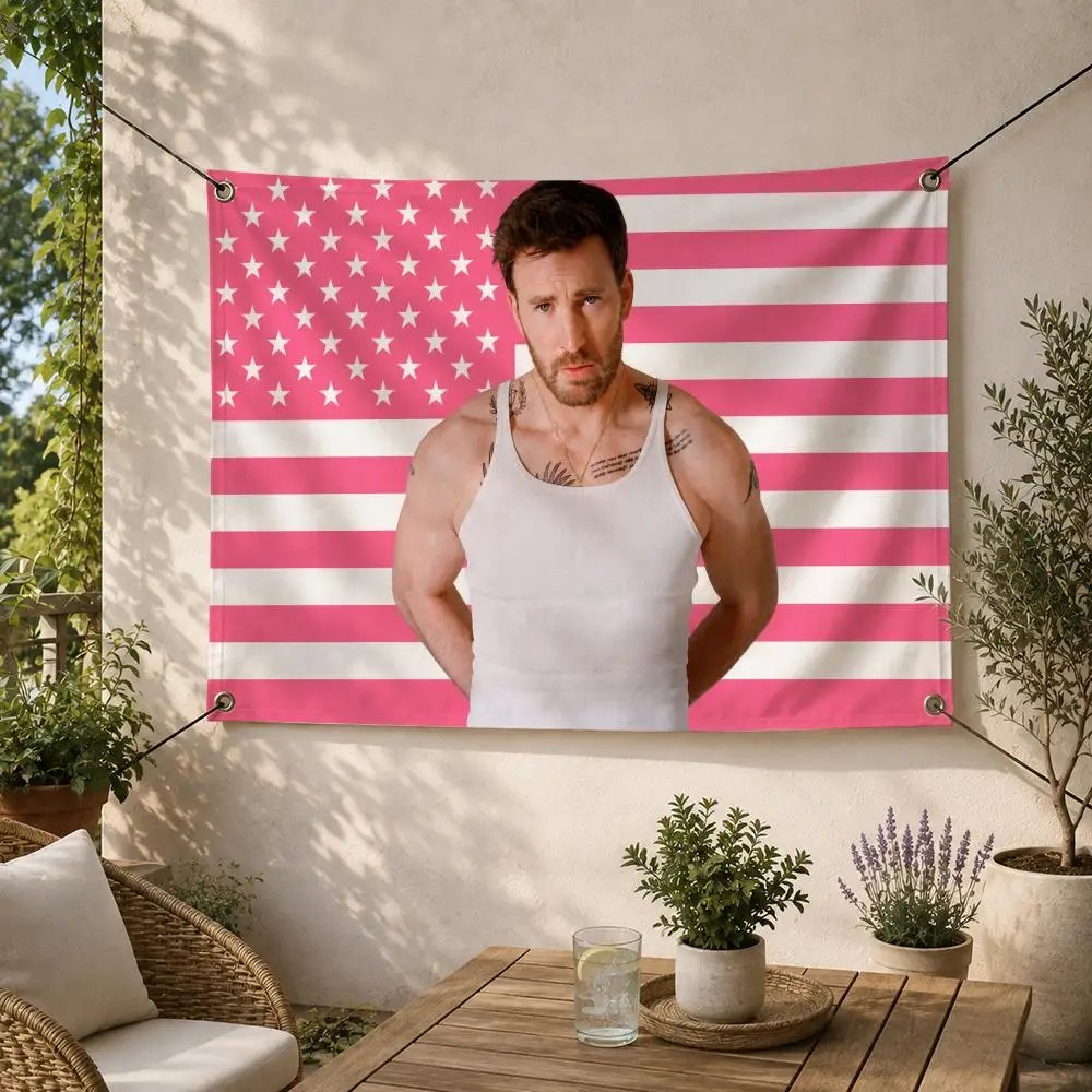 Chris Evans Hollywood Actor Flags Decorative Flag Banner for Outdoor Garden Yard Camping Party Home Wall Hanging Decor