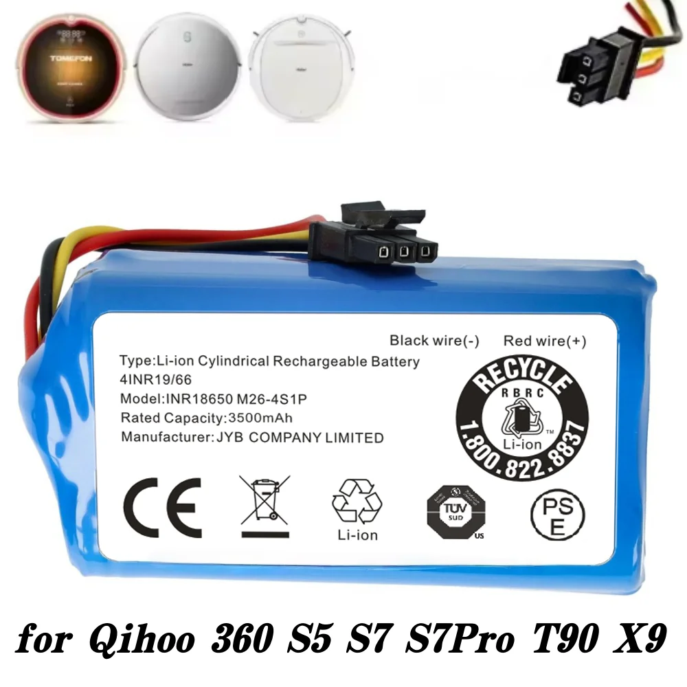 

New Robotic Vacuum Cleaner 3500mAh Vacuum Battery for Qihoo 360 S5 S7 S7 Pro T90 X9 Robot Battery for Vacuum Cleaner.