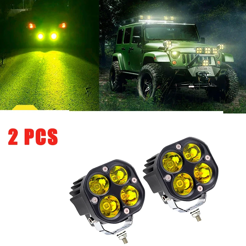 

3 inch Motorcycle Running Light Amber Fog Driving Light Square Spotlight 12V 24V LED Work Light For 4x4 Offroad Tracto