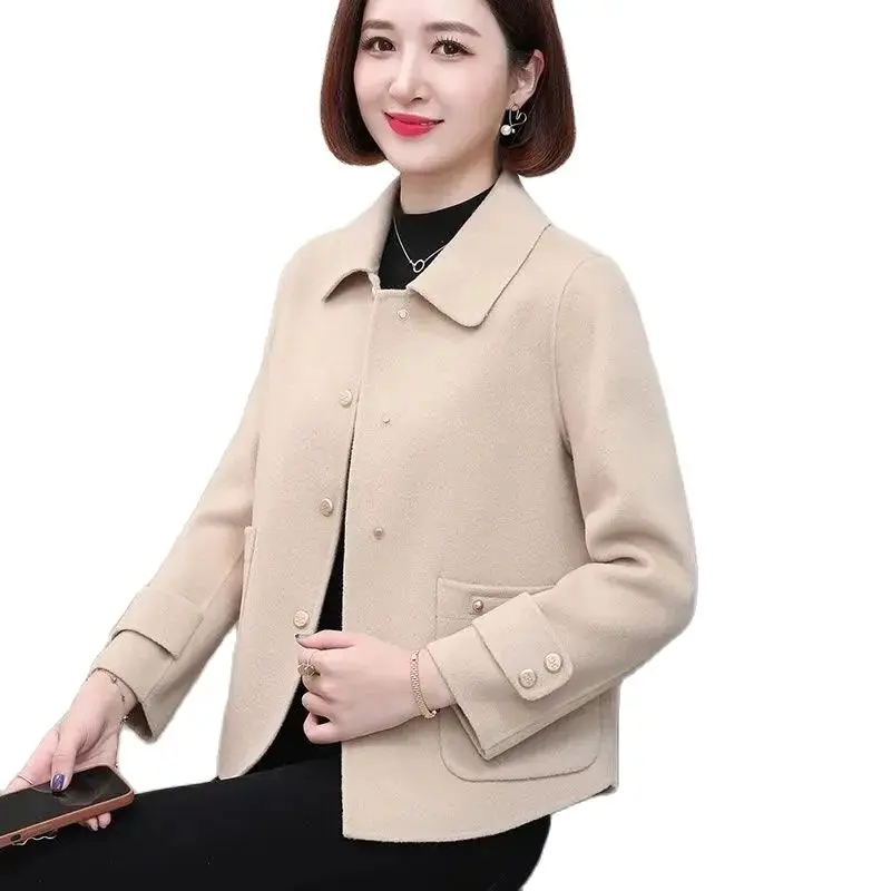 

Fashion Short Women's Woolen Jacket 2024 NEW Spring Autumn Casual Slim Woolen Blended Jacket Female Coats Tops Korean Version