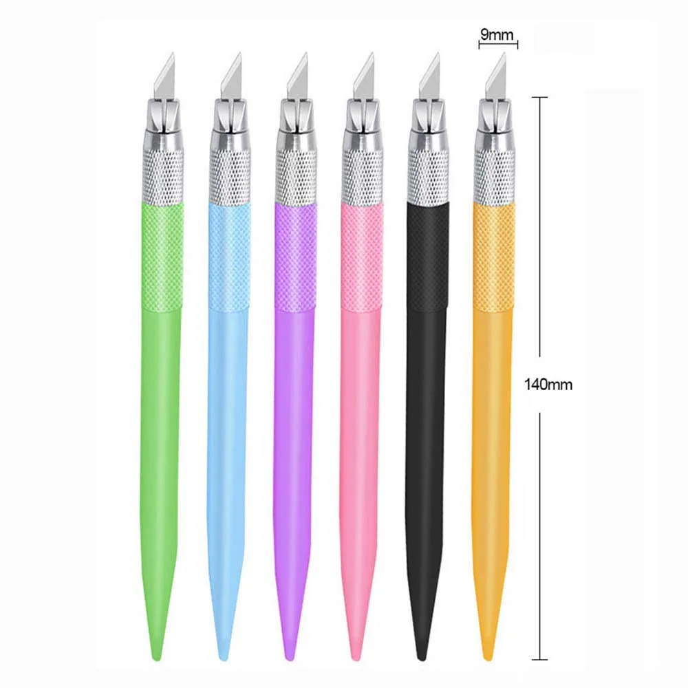 Metal Carving Utility Knife 12 Blades DIY Non Slip Craft Paper Cutter Pen Stationery School Art Cutting Supplies Tools