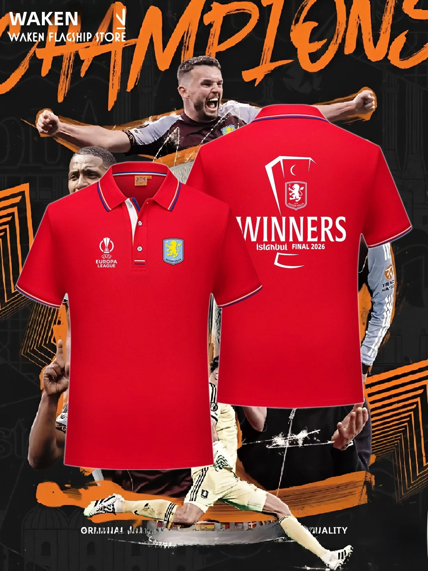 Camiseta  Conmemorativa del Campeonato de la Europa League 2026 del Aston Villa, Camiseta de Manga Corta para Hombre, Rop...