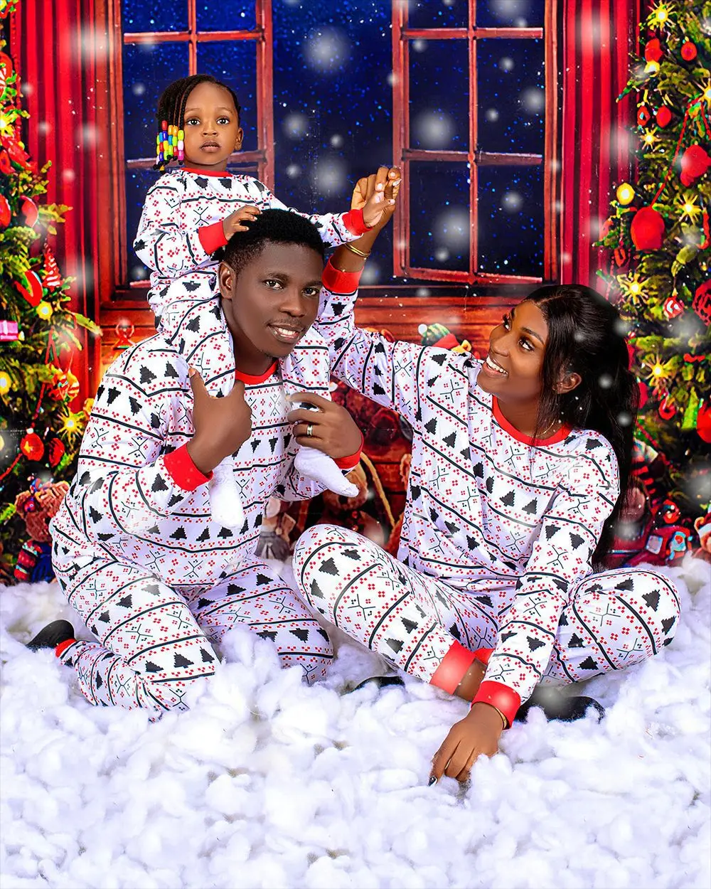 2025 nuevo pijama familiar con estampado completo de Navidad madre padre niños trajes a juego suave suelto 2 uds traje ropa de dormir aspecto de Navidad Pjs