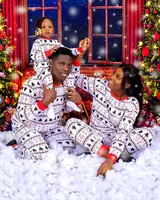 New Christmas Allover Print Family Pyjamas Mother Father Kids Matching Outfits Soft Loose 2 Pieces Suit Sleepwear Xmas Look Pjs
