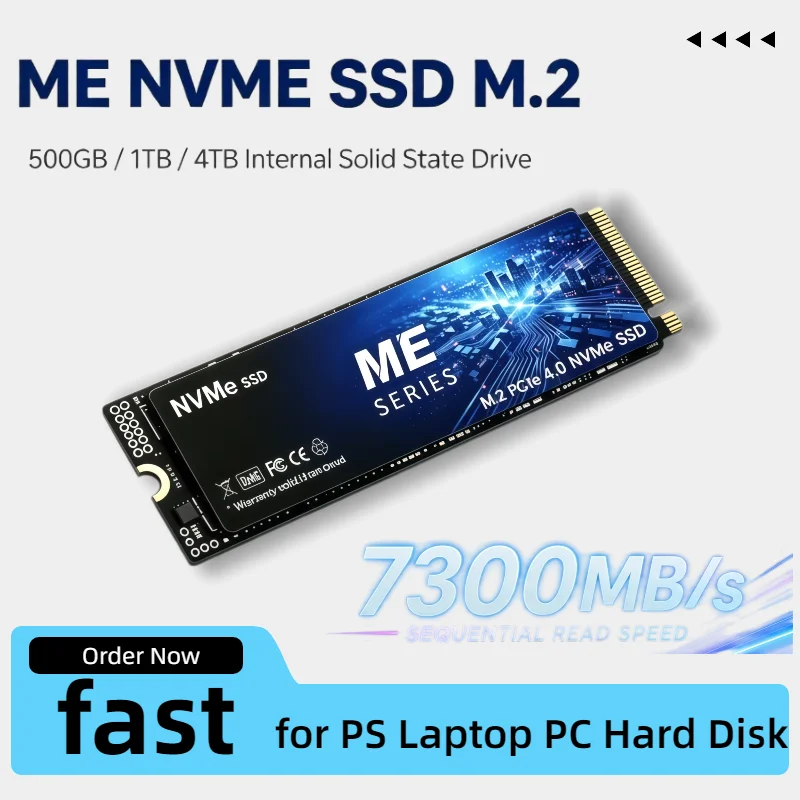 ME 500GB-4TB SSD M.2 NVMe Internal Solid State Drive High Speed 7300MB/s PCIe 4.0 Gaming Drive Works for PS Laptop PC Hard Disk