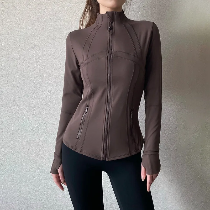 2024 lu neue Frauen Sport jacke Reiß verschluss Yoga Mantel Kleidung schnell trocknende Fitness jacke läuft Daumenloch Sportswear Gym Workout Top