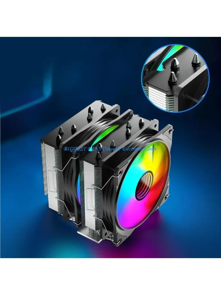 

Aluminum Copper CPU Coolers Double Tower Structure 4Pin PWM Fan ARGB Lighgting