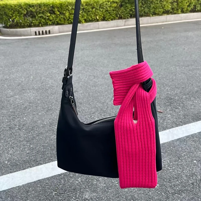 Bolsa de armazenamento de telefone, estilo cachecol pendurado no pescoço mini bolsa de celular, bolsa de ombro crossbody de malha feminina, bolsa de cintura leve masculina