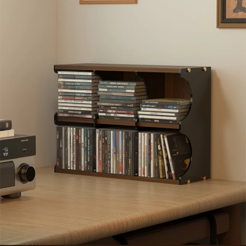 

Винтажная настольная подставка для CD-дисков, большая вместимость, коробка для CD из орехового дерева, двухслойная пылезащитная подставка для фотоальбомов и сувениров