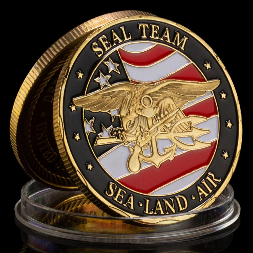 Military Coin Seal Team Souvenir Department of The Navy Collectible Gift Collection Art Gold Plated USA Military Coin