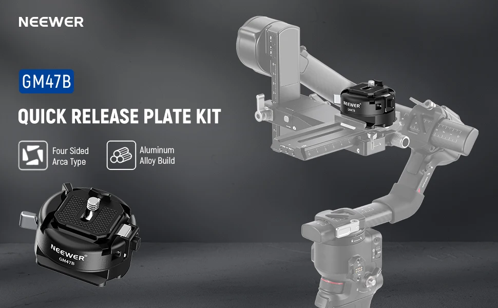 Neewer GM47 Schnellwechselplatten-Kit, kompatibel mit Arca Swiss DJI Ronin RS 4 Pro RS 3 RS 2 Peak Design Capture V3 Kameraclip – Detail 1