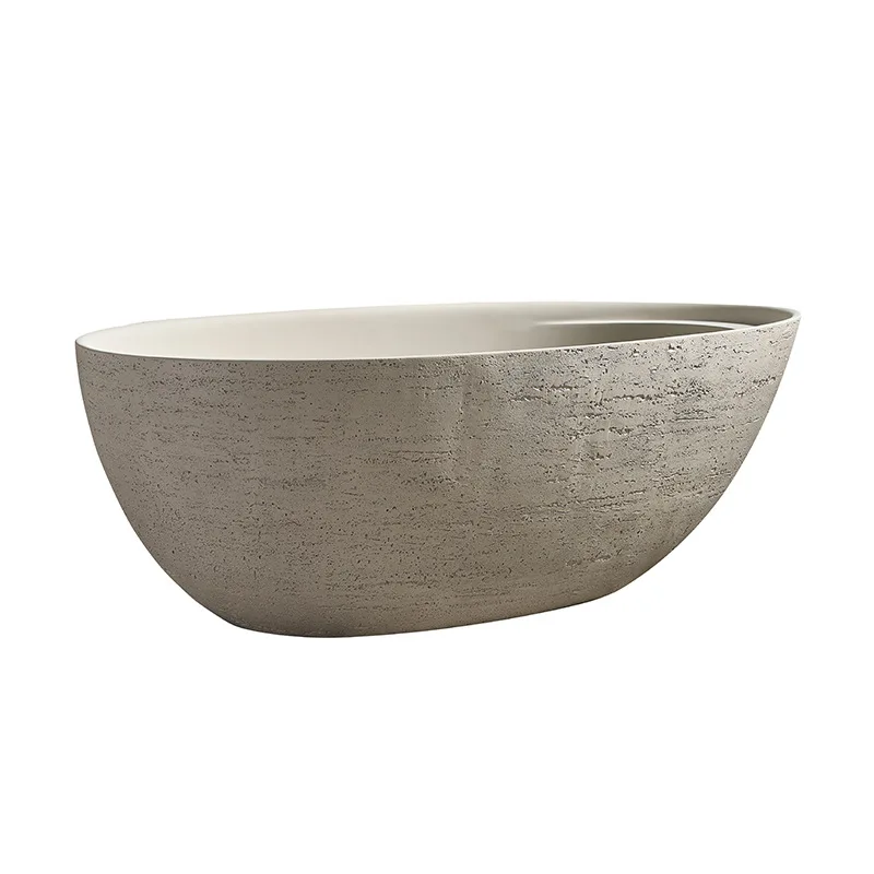 

Natural travertine oval freestanding bathtub modern simple hotel villa bathroom high-end bathroom bathtub