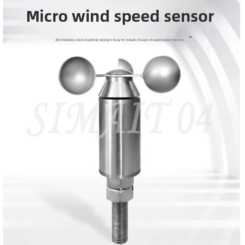 Mini Wind Speed Sensor Micro 304 Stainless Steel Anemometer 360 Degree Waterproof and Corrosion-Resistant 0-30M/S