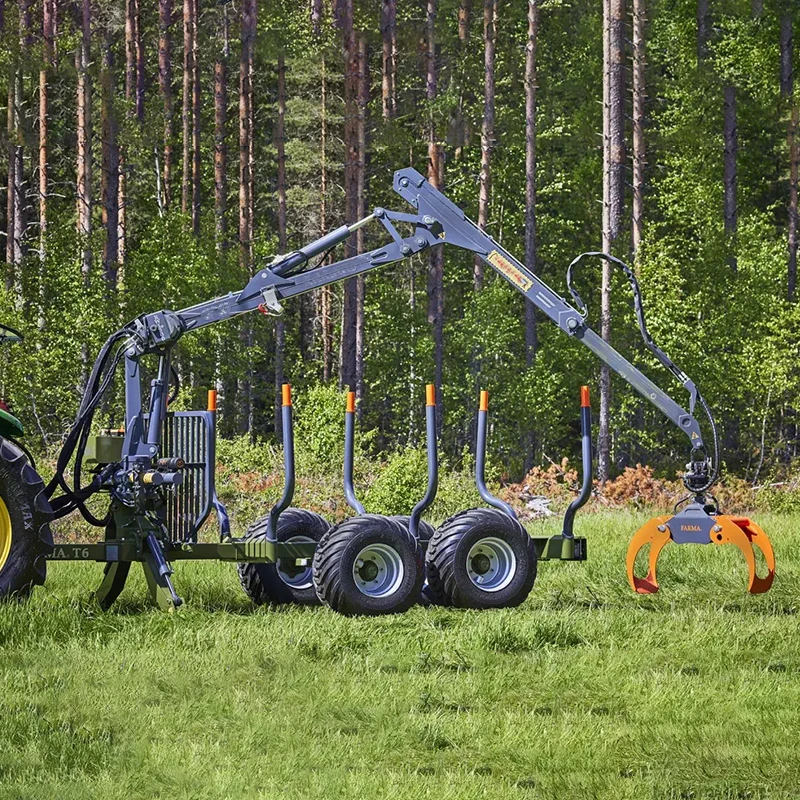 Impact Resistant Hydraulic Log Grapple Trailer Enlarged Wheel Space Muddy Path Log Transport Farm Machine