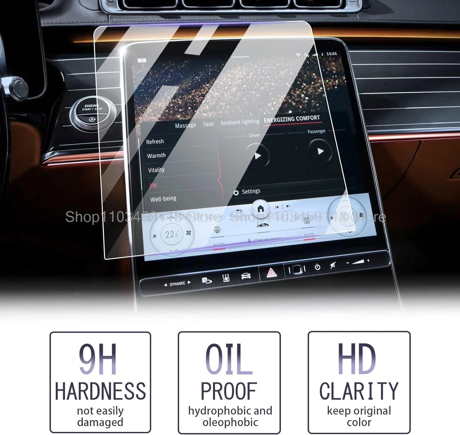 Tempered Glass Screen Protector Film For Mercedes Benz S-Class W223 2021 2022 2023 12.8 Inch Car navigation anti-scratch fitting