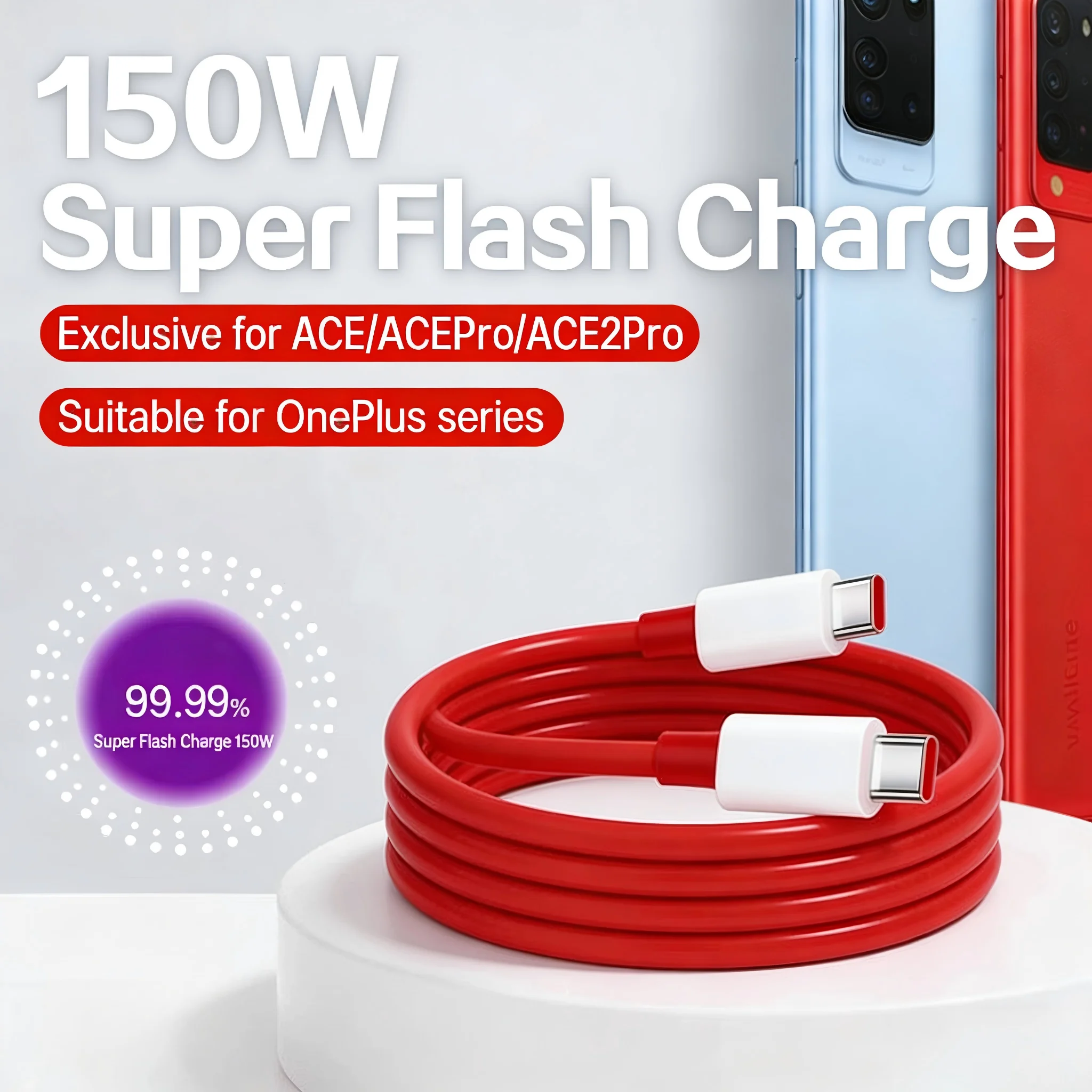 Para oneplus 13 12 11 cabo 150w 100 80 supervooc 2.0 warp usb tipo c cabo de carga rápida um plus 10t nord ce 5 4 10 ace 3