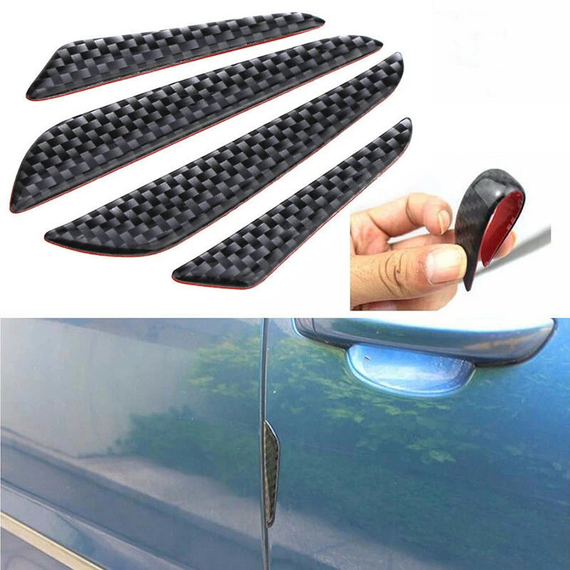 Pelindung sisi pintu mobil, Strip pelindung Bumper Trim serat karbon Anti tabrakan 4x