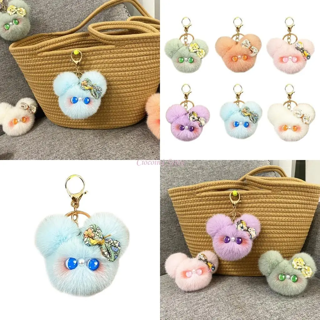 Y1UB Hairball pluche hangers rugzak ornament kleding accessoire pluche sleutelhanging vrouwelijke portemonnee