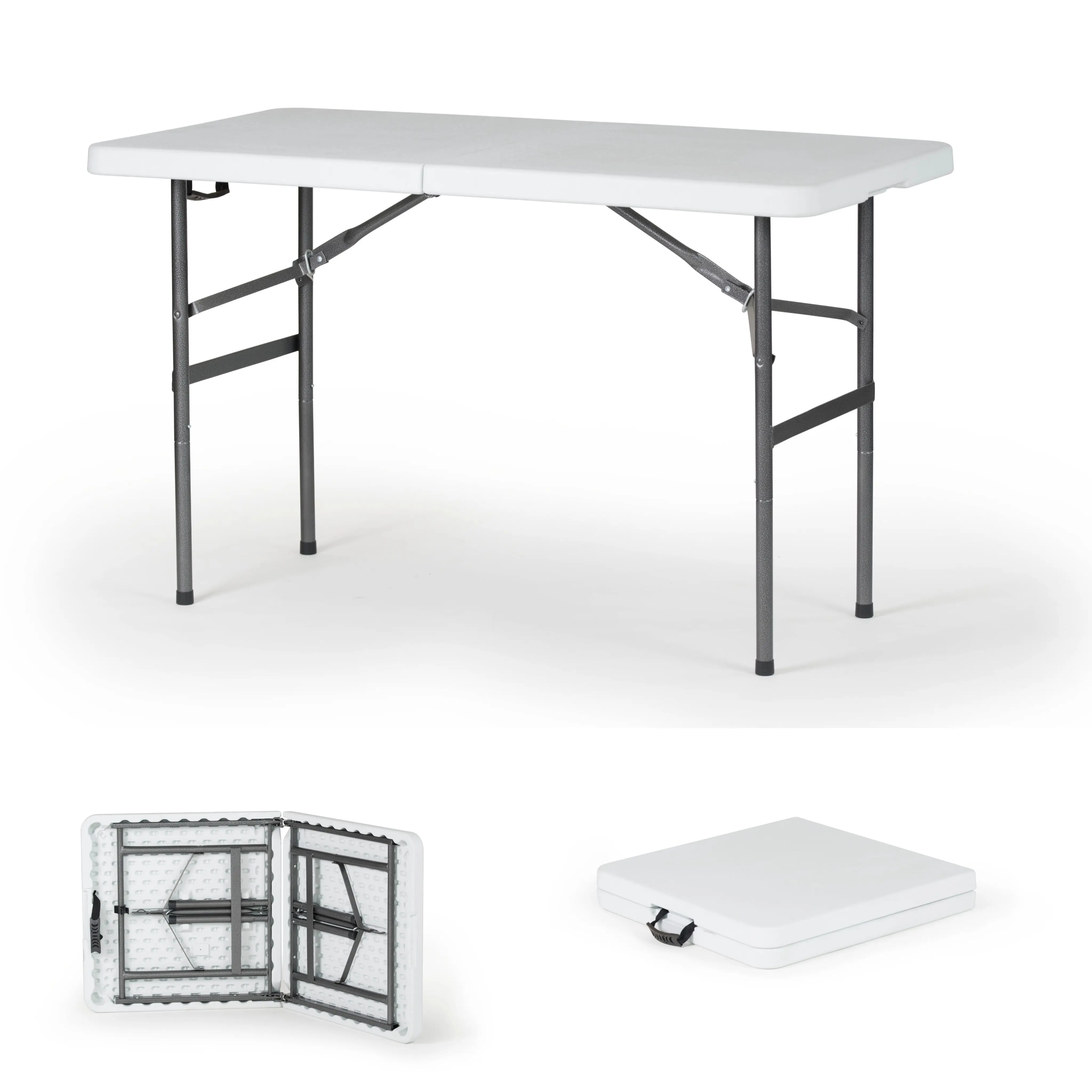 Portable 4 Foot Aluminum Table for Indoor/Outdoor Use Heavy Duty Foldable & Space-Saving Design for Picnics Parties & Camping