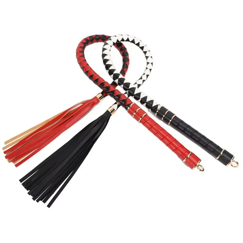 

90CM PU Leather Horse Whip Bull Whip,Handmade Bullwhip,Horse Riding Whip with Leather Handle Training Tool