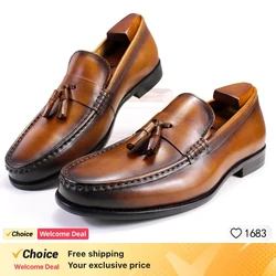 Classic Soft Cowhide Mans Loafers Spring Luxury Genuine Leather Comfortable Fashion British Outdoor Leisure Driving Shoes Man