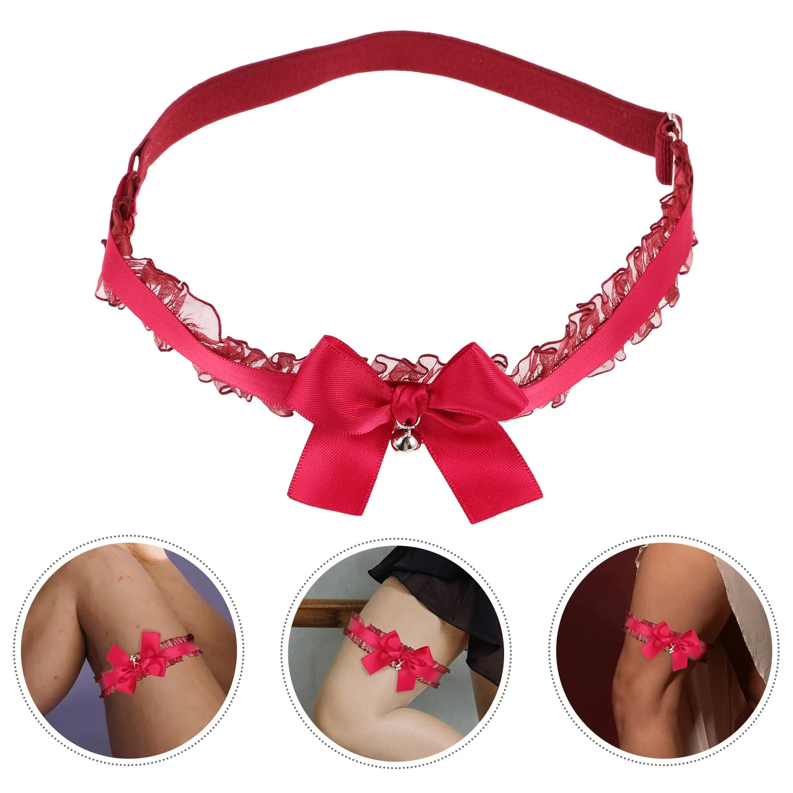 

Bowknot Bell Leg Garter Bridal Accessory Wedding Garter for Women Thigh Garters with Bow Elastic Leg Garters for Thick Thigh
