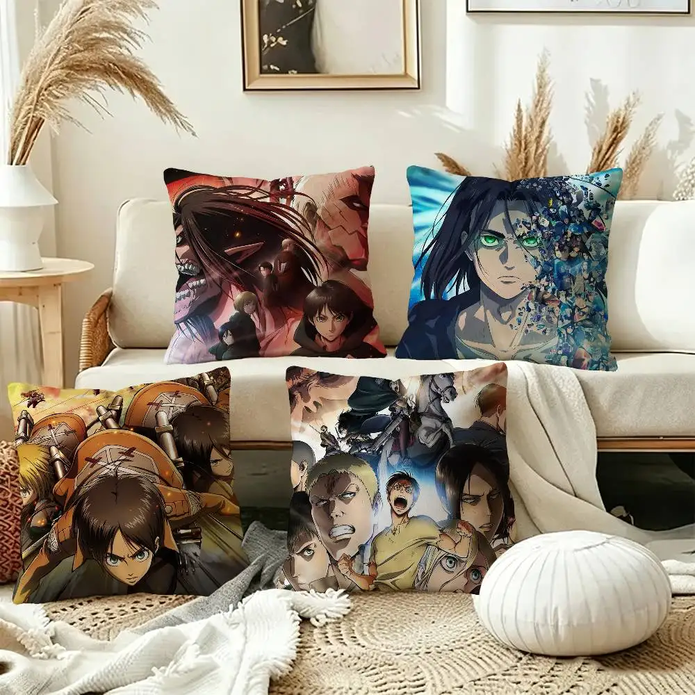 Anime A-Attack on T-Titan Cushion Cover Car Throw Pillow Case For Sofa Car Christmas Gift 40x40cm 45x45cm