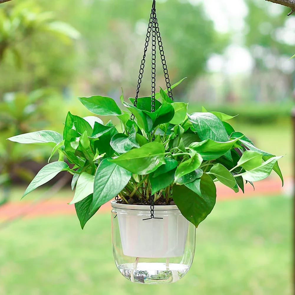 Aesthetic Transparent Flowerpot Decorative Hanging Basket Effective Drainage System L-21*20CM Hanging Plant Pot