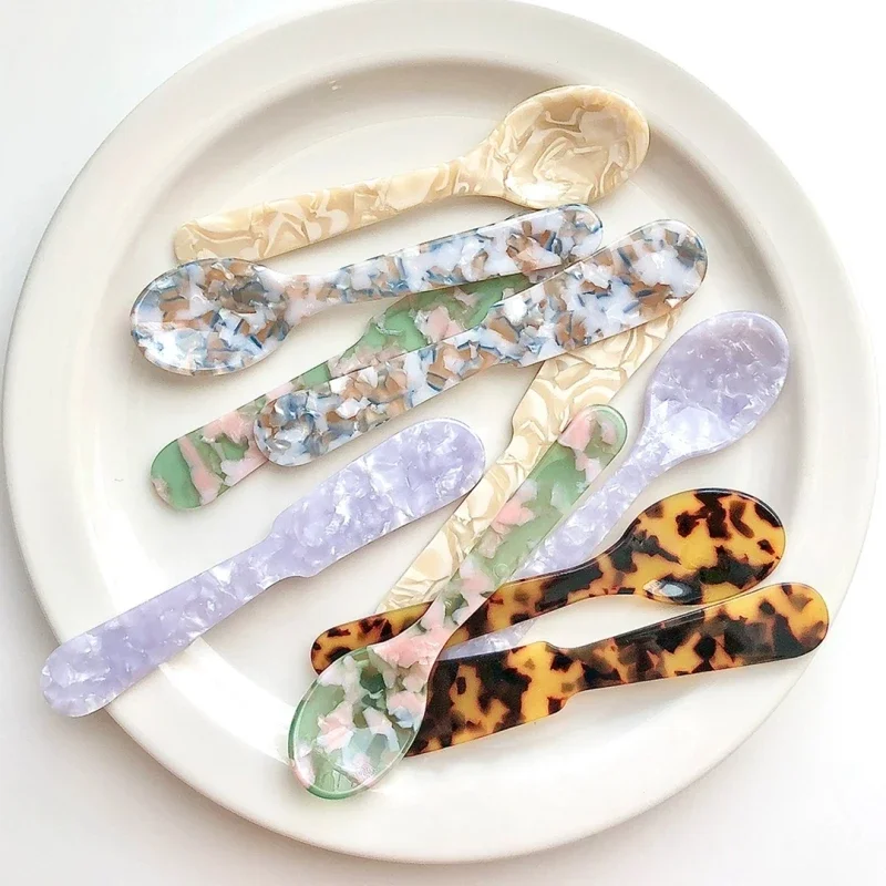 2pcs Dessert Spoon Korean INS Style Coffee Spoon Tea Spoon Cake Ice Cream Jam Knife Decor Kitchen Tableware French Photo Props