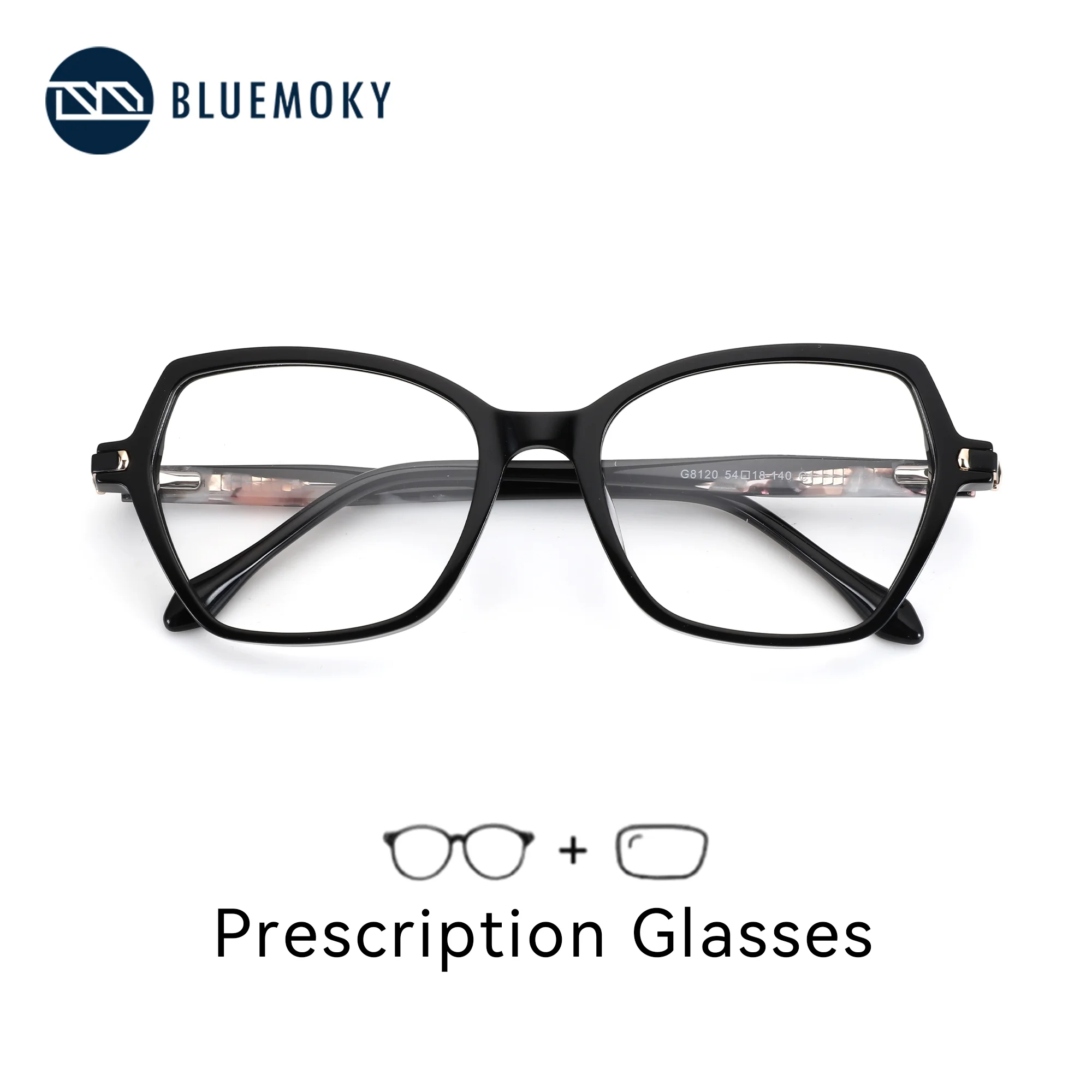 BLUEMOKY L Size Trend Acetate Graduated Glasses Polygon Photochromic Eyeglasses Woman Multifocal Grade Glasses Near And Far