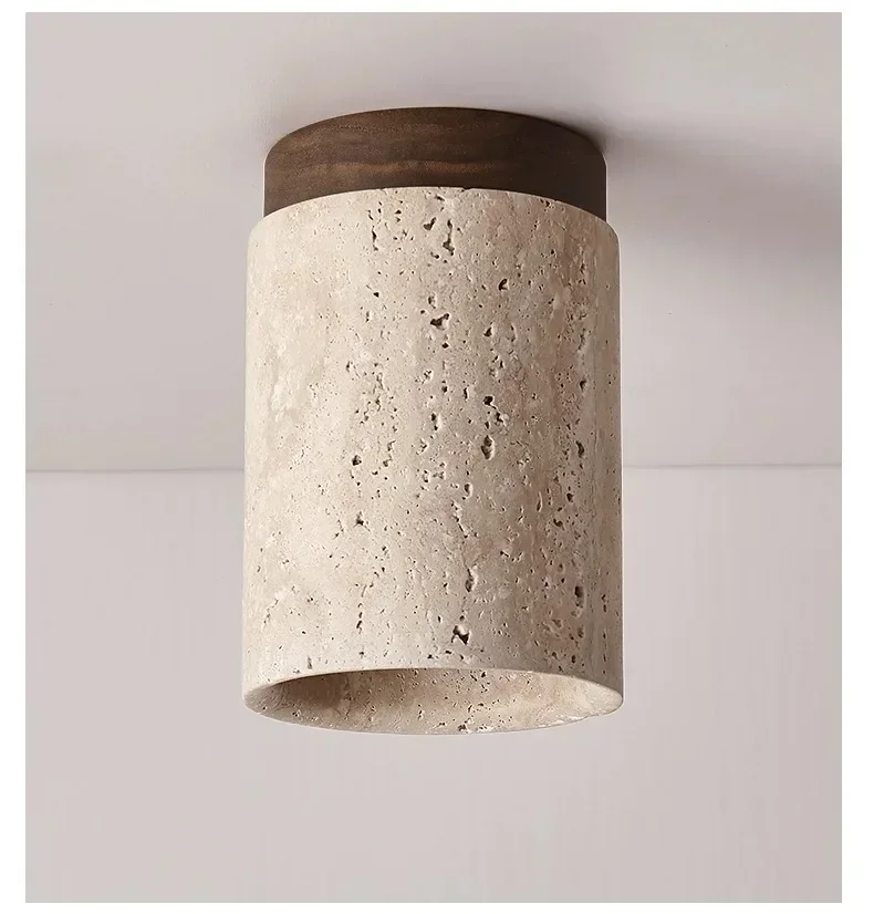 Japanese Wabi Sabi Style Yellow Cave Stone Ceiling Light Designer Retro Creative Entrance Hallway Foyer Balcony LED