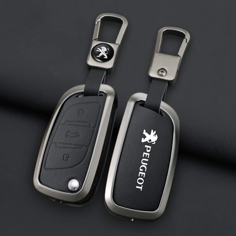 

Zinc Alloy Car Key Case Cover Shell Holder Keychain Fob For Peugeot 107 207 306 307 407 308 607 Protection Key Bag Accessories