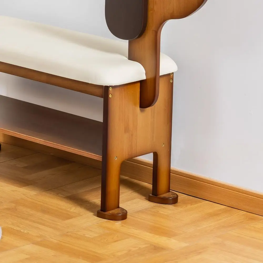 Panca da ingresso per cani a due livelli con cuscino, graziosa panca per scarpiera in legno, 23,62 pollici