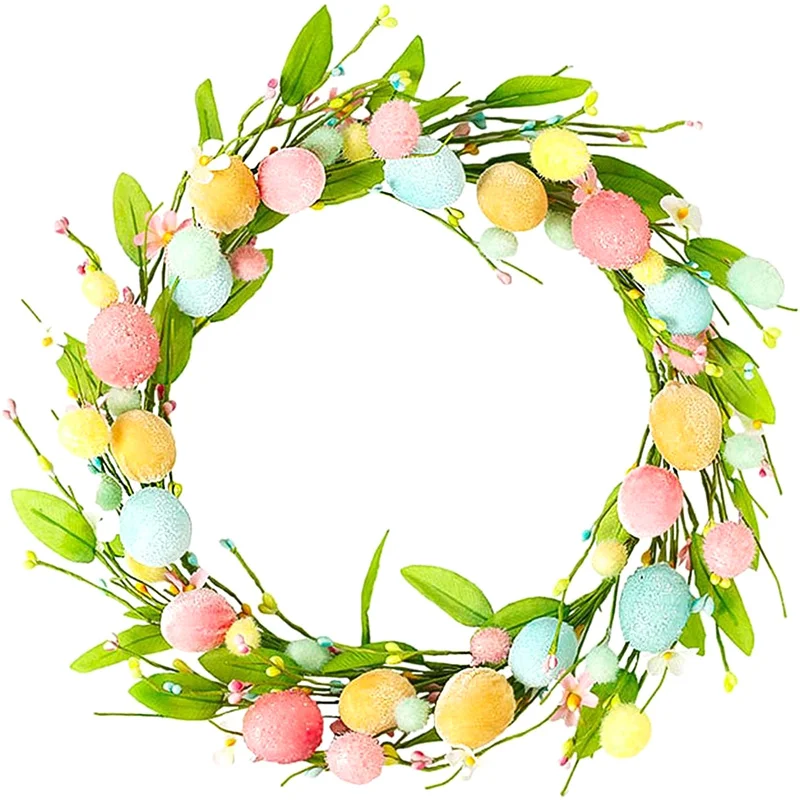 

Easter Egg Wreath For Front Door Or Wall Artificial Colorful Egg Wreath Spring Wreath Easter Decor Outdoor Indoor Hanging Wreath