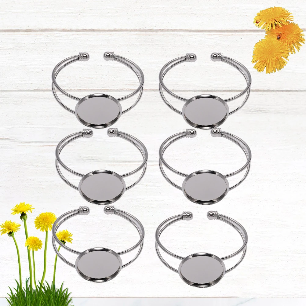 

6pcs 20Mm Bracelet Base Plates Diy Jewelry Glass Chain Diy Pendant Making Craft Resin Cameo Pendant Tray Accessory