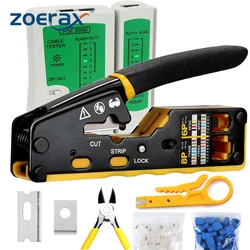 ZOERAX Pass Through RJ45 Crimp Tool Kit Ethernet Crimper CAT5 Cat5e Cat6 Crimping Tool Kit