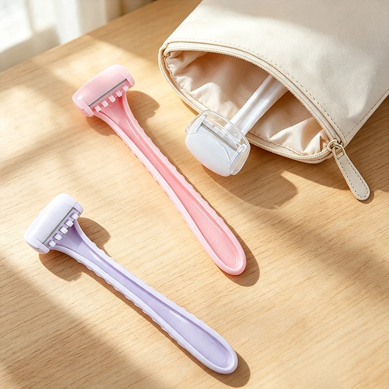 10Pcs Women Long Handle Body Razor Curved Blade With Safety Guard Anti-cut Shaver Leg Underarm Bikini Hair Removal Shaving Tools