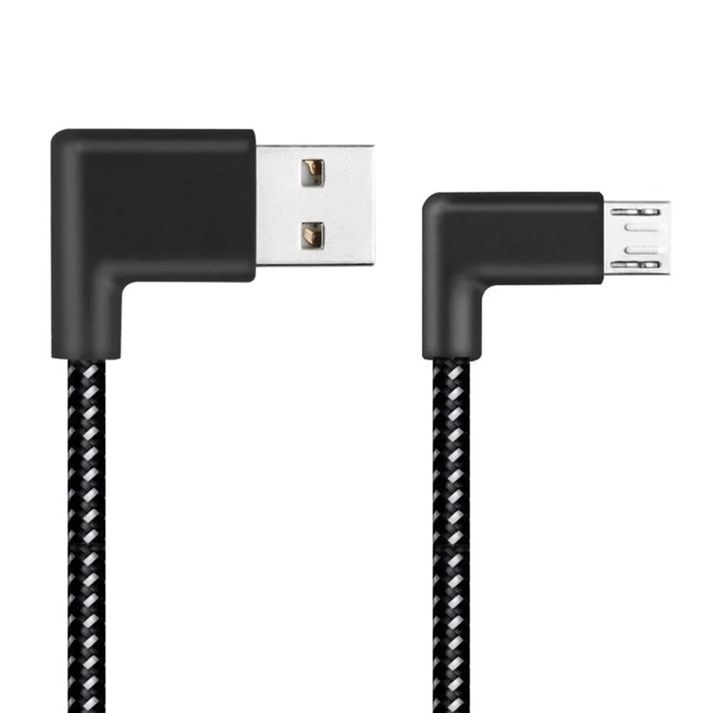 USB 2.0 to micro USB Cable 90° Plug USB 3.1 Type-C Fast Charging Data Cable for All Type C Device Nylon Braided Cables
