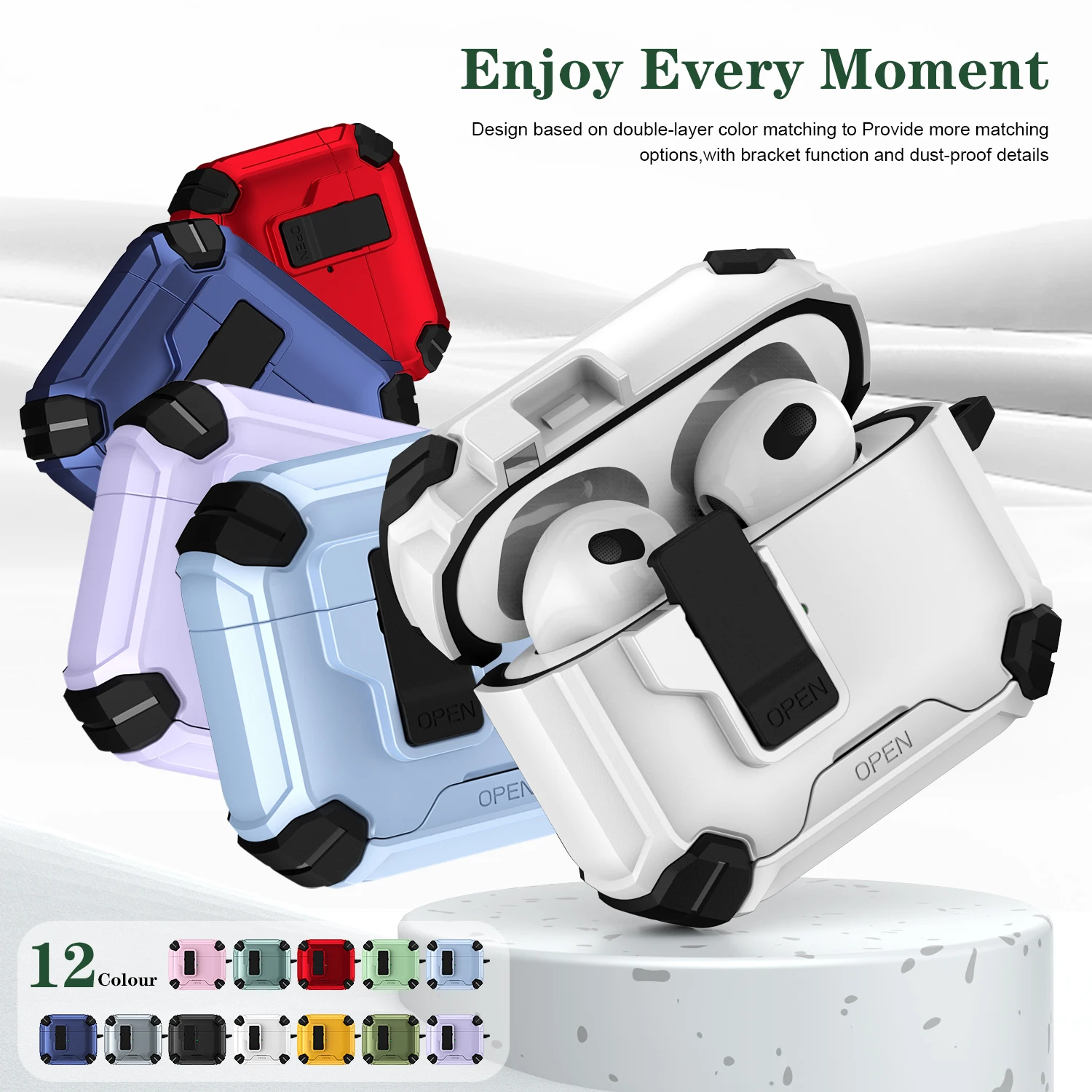 

A magnetic phone holder headphone case suitable for AirPods 4 safety buckle 3 Pro Pro2 2 1 mechanical wind headphone case