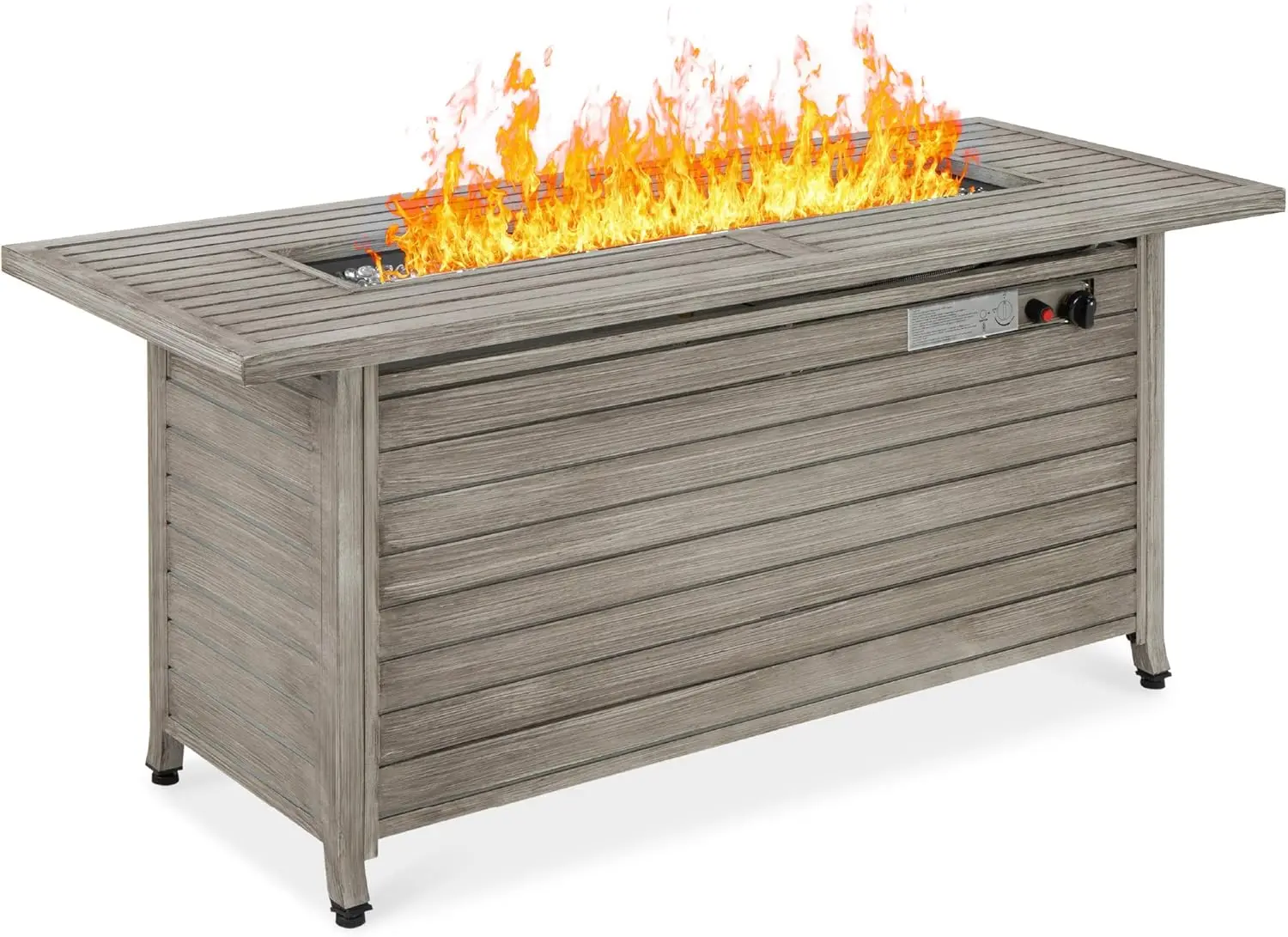 

57in Propane Gas Fire Pit Table, 50,000 BTU Outdoor Rectangular Firepit for Outside, Patio w/Extruded Aluminum Table Top, Gray