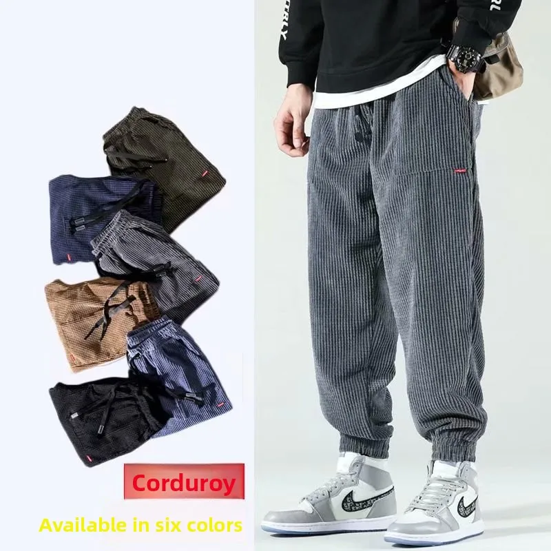 

Хэллоуин мужские свободные прямые вельветовые брюки осень-зима повседневные брюки большого размера модные брендовые брюки с манжетами