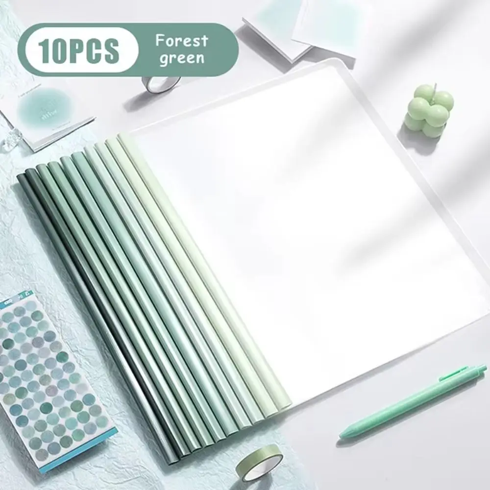 10pcs Gradient Morandi Color A4 Draw Rod Folder Transparent Waterproof Pull Rod Clip Sliding Bar Cute Document Rod Clamp School