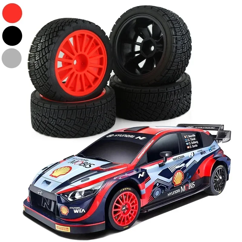 4pcs 67mm Rubber Tire Wheel Tyre for Tamiya XV01 XV02 TT01 TT02 PTG-2 WRC Hyundai i20 1/10 RC Rally Racing Car Upgrade Parts