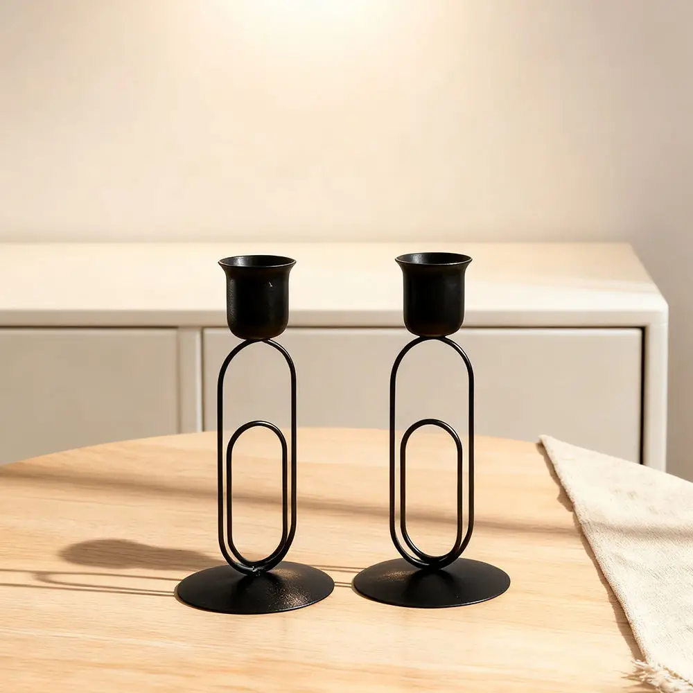 Abstract Geometric Iron Candle Holder Modern Metal Candlestick Minimalist Art Home Ornament For Wedding Party Decor