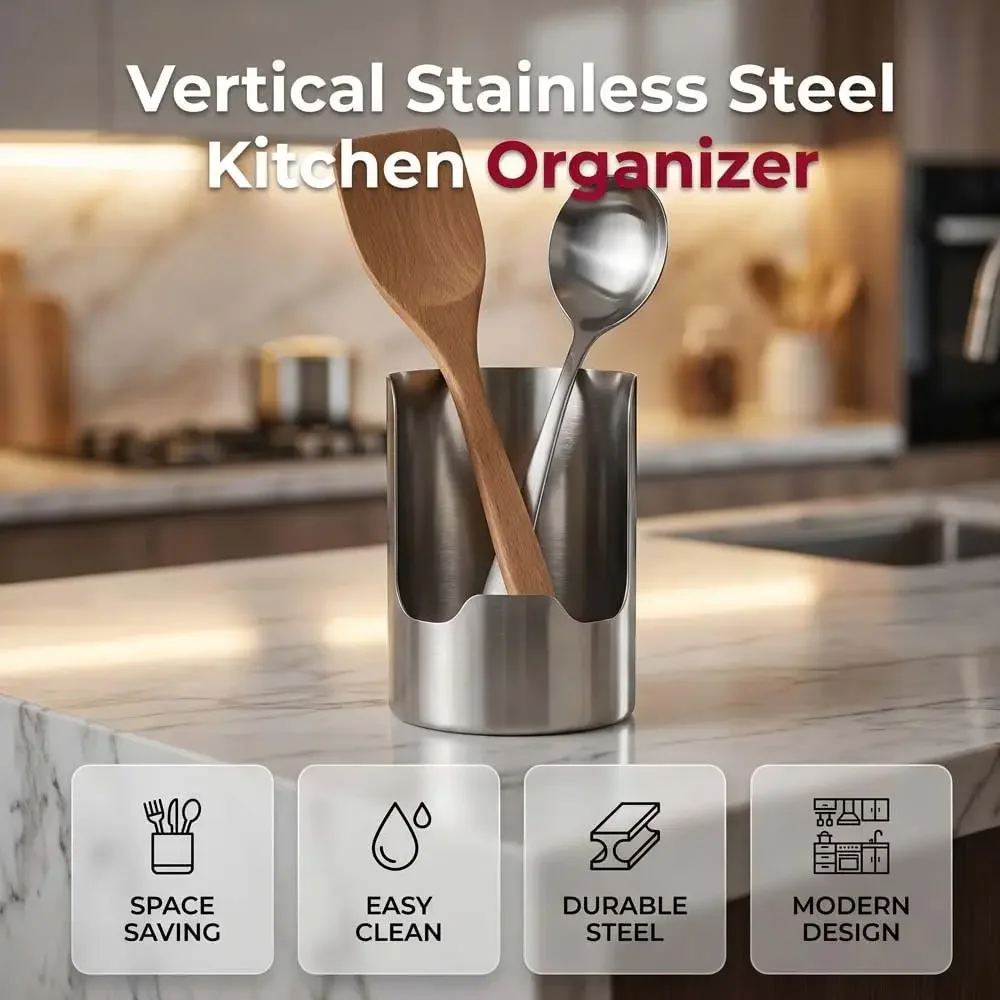 1/2/3pc Stainless Steel Pot Lid Utensil Holder Multipurpose Kitchen Organizer Countertop Storage for Spoons Ladles Cutting Board